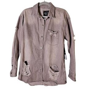 American Bazi mens gray denim shirt jacket. Size M. NWT.